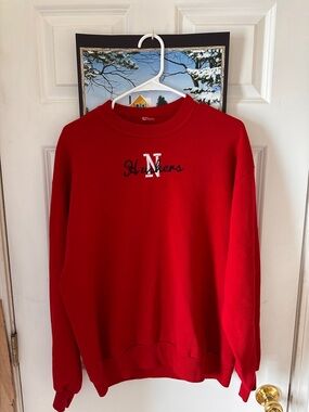 Retro Nebraska Cornhuskers Red Crewneck Sweatshirt with Embroidered Logo